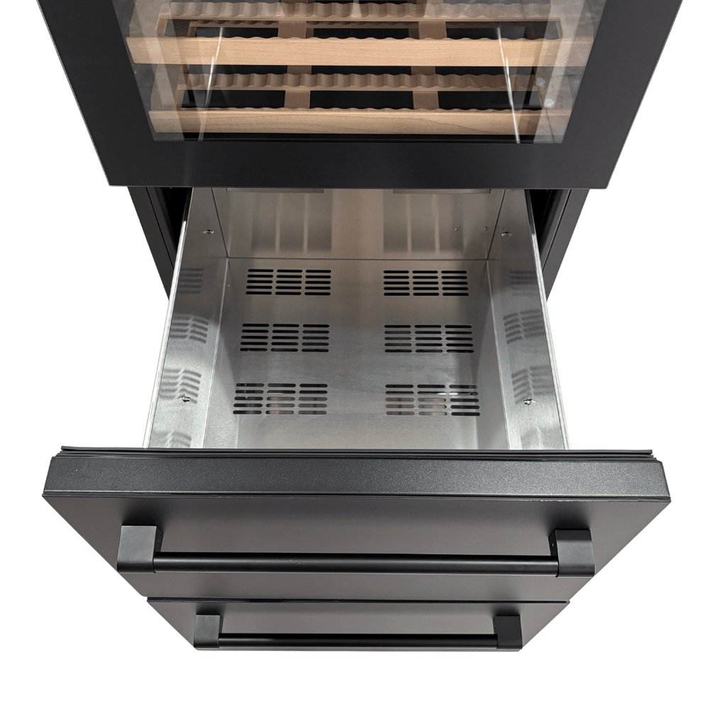 LECAVIST Wine Cabinet - 133 Bottle - Triple Zone with Beverage Drawers - Built-in - Black (LCS458VN2DP) - Built-In - LeCavist Wine Cabinets