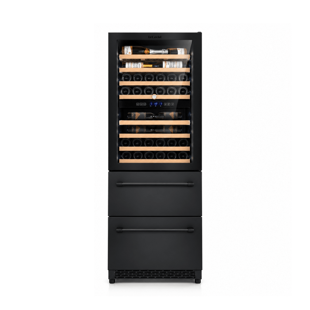 LECAVIST Wine Cabinet - 133 Bottle - Triple Zone with Beverage Drawers - Built-in - Black (LCS458VN2DP) - Built-In - LeCavist Wine Cabinets