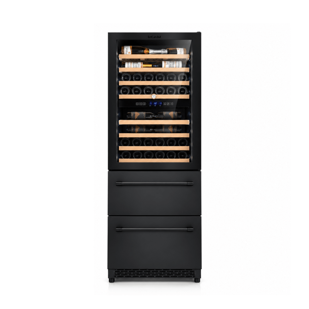 LECAVIST Wine Cabinet - 133 Bottle - Triple Zone with Beverage Drawers - Built-in - Black (LCS458VN2DP) - Built-In - LeCavist Wine Cabinets