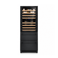 LECAVIST Wine Cabinet - 133 Bottle - Triple Zone with Beverage Drawers - Built-in - Black (LCS458VN2DP)
