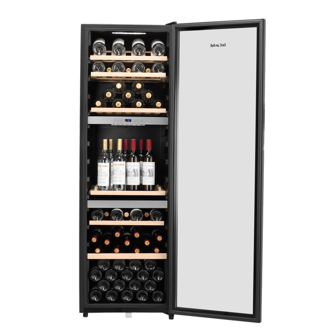 LECAVIST Wine Cabinet - 140 Bottle - Triple Zone - Freestanding - Black (LEK1403ZPV) - Freestanding - LeCavist Wine Cabinets