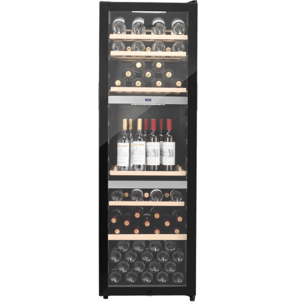 PRODUCT: LECAVIST Wine Cabinet - 140 Bottle - Triple Zone - Freestanding - Black (LEK1403ZPV) - Freestanding - LeCavist Wine Cabinets