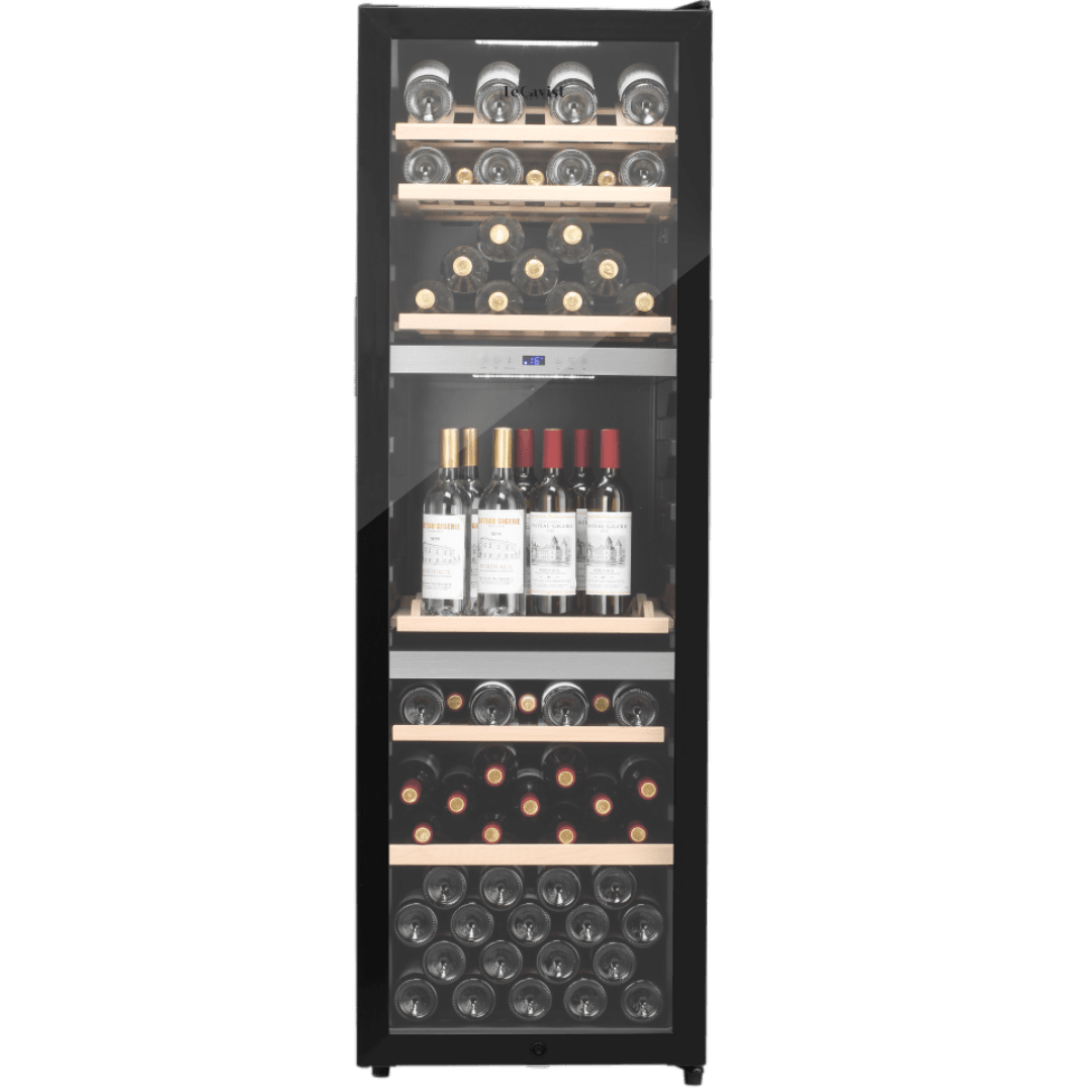 LECAVIST Wine Cabinet - 140 Bottle - Triple Zone - Freestanding - Black (LEK1403ZPV) - Freestanding - LeCavist Wine Cabinets
