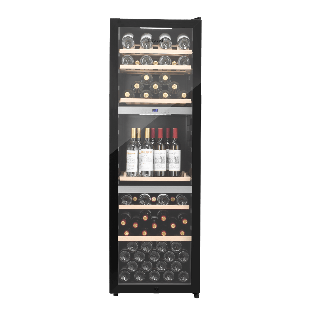 LECAVIST Wine Cabinet - 140 Bottle - Triple Zone - Freestanding - Black (LEK1403ZPV) - Freestanding - Lecavist Wine Cabinets