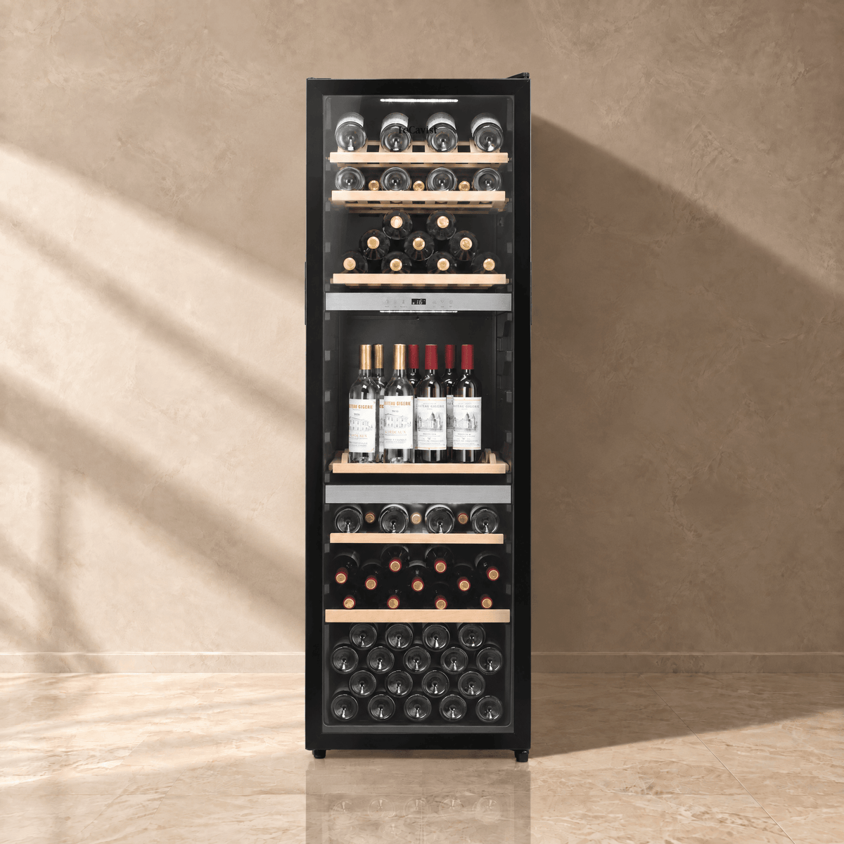 LECAVIST Wine Cabinet - 140 Bottle - Triple Zone - Freestanding - Black (LEK1403ZPV) - Freestanding - LeCavist Wine Cabinets