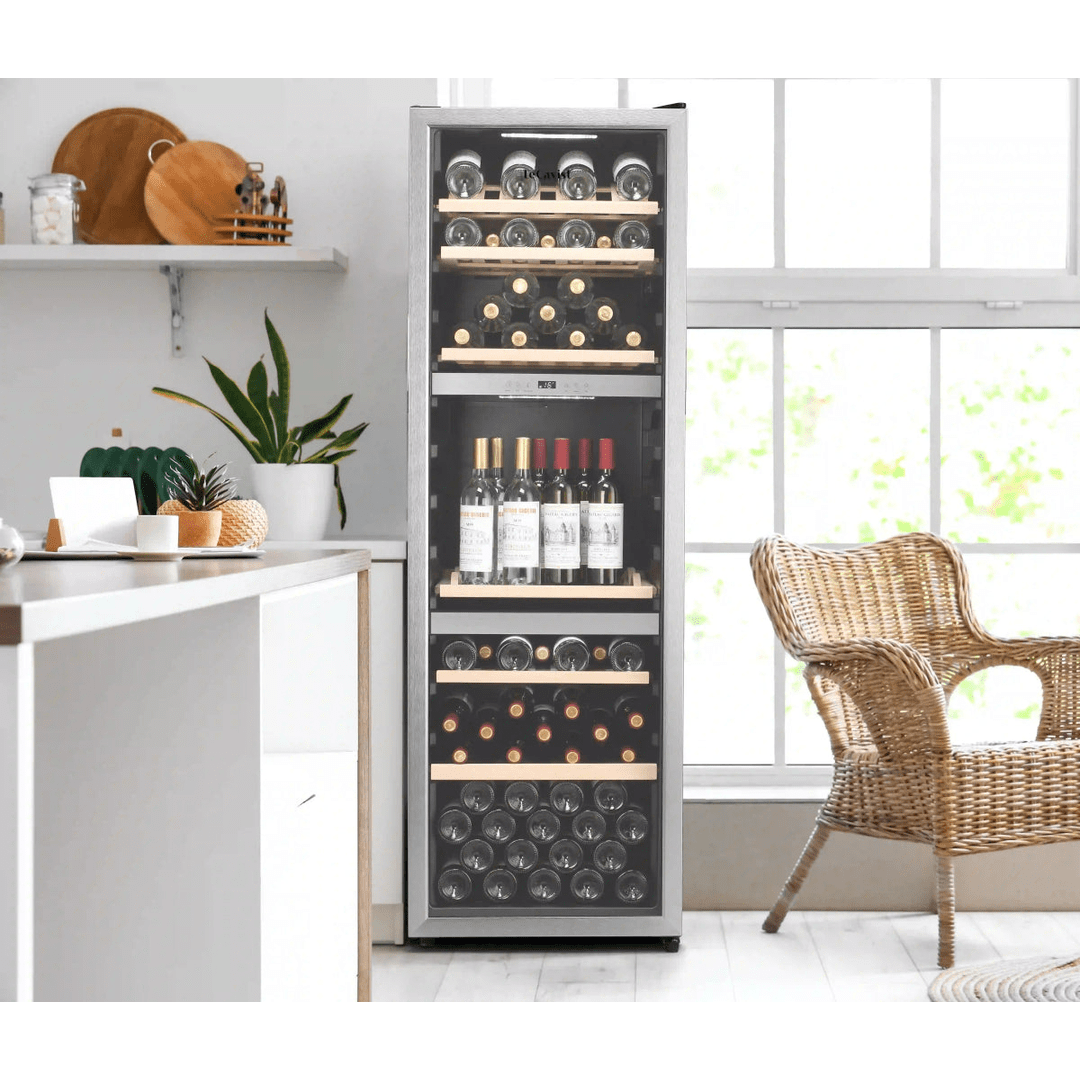 LECAVIST Wine Cabinet - 140 Bottle - Triple Zone - Freestanding - Stainless Steel (LEK1403ZPVX) - Freestanding - LeCavist Wine Cabinets