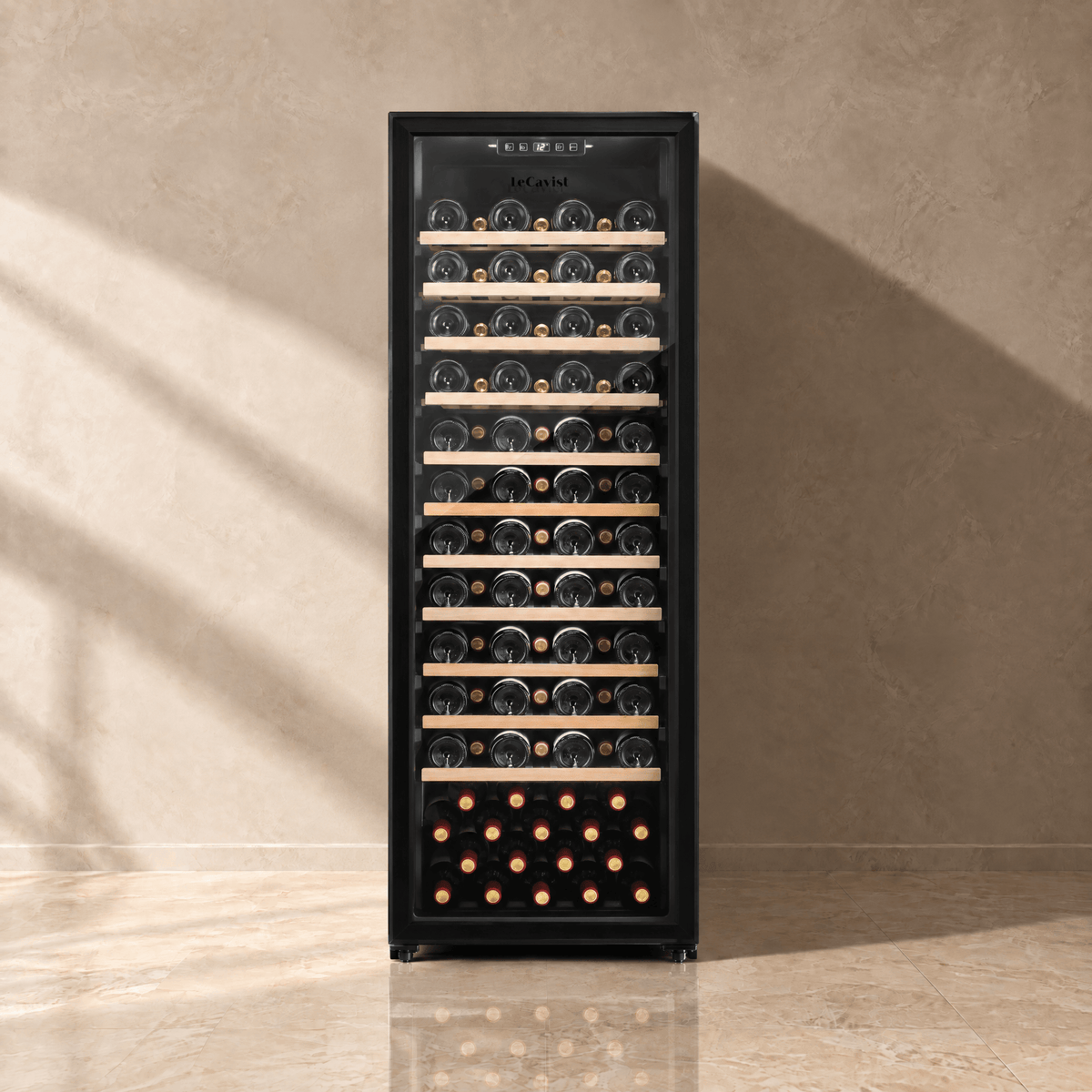 LECAVIST Wine Cabinet - 168 Bottle - Single Zone - Freestanding - Black (LEK168PV) - Freestanding - LeCavist Wine Cabinets