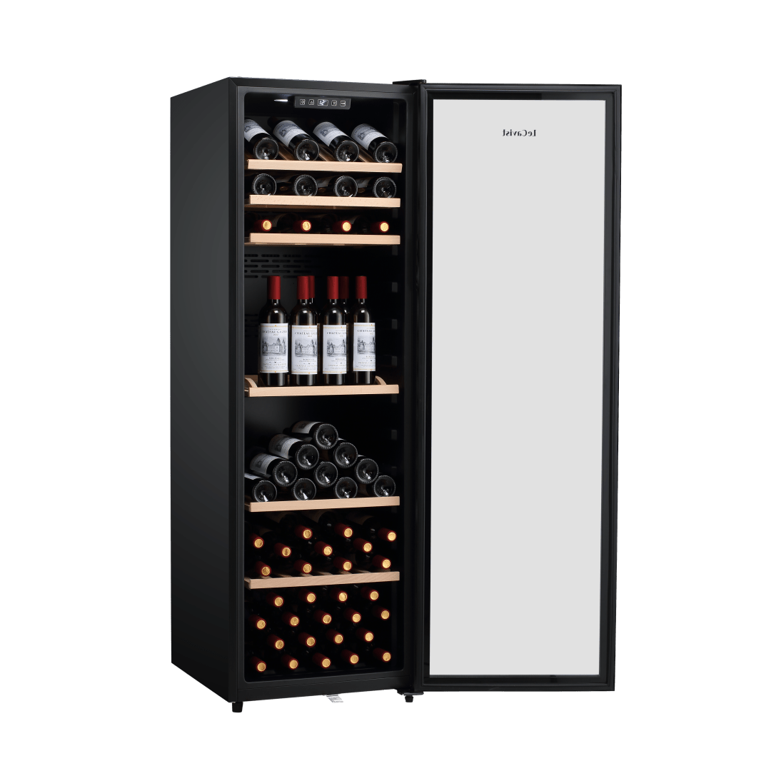 LECAVIST Wine Cabinet - 168 Bottle - Single Zone - Freestanding - Black (LEK168PV) - Freestanding - Lecavist Wine Cabinets