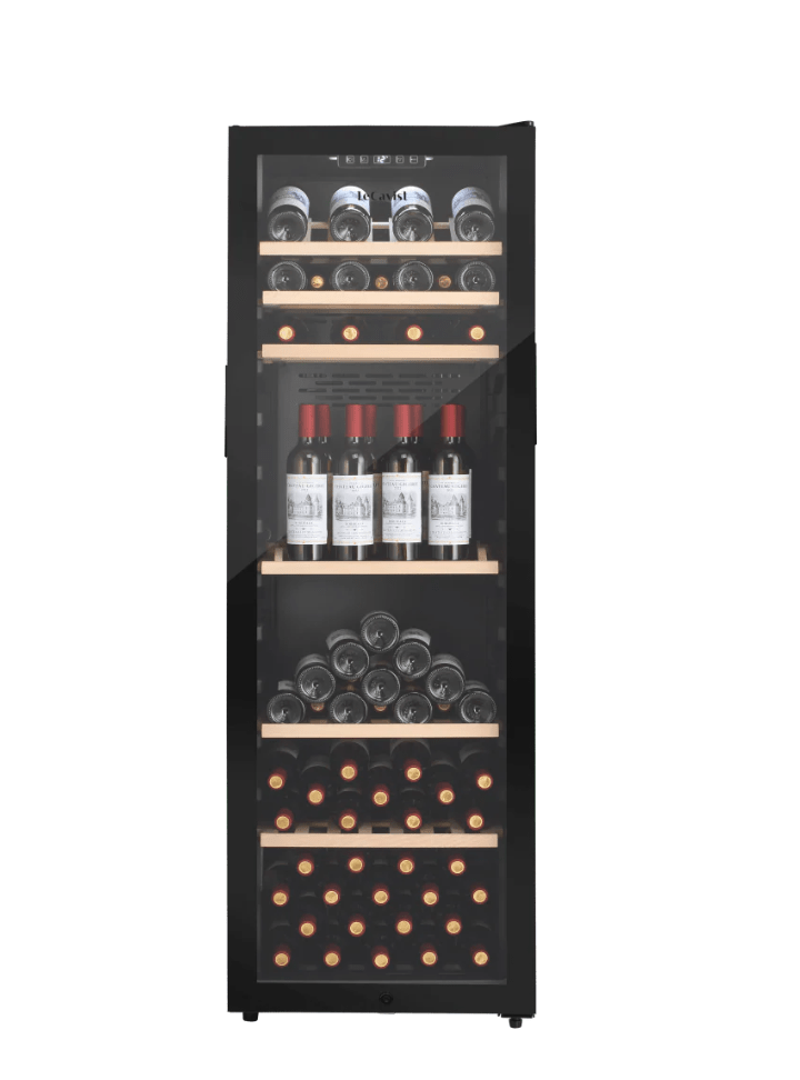 LECAVIST Wine Cabinet - 168 Bottle - Single Zone - Freestanding - Black (LEK168PV) - Freestanding - Lecavist Wine Cabinets
