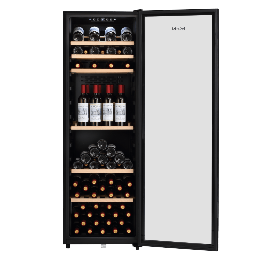 LECAVIST Wine Cabinet - 168 Bottle - Single Zone - Freestanding - Black (LEK168PV) - Freestanding - Lecavist Wine Cabinets