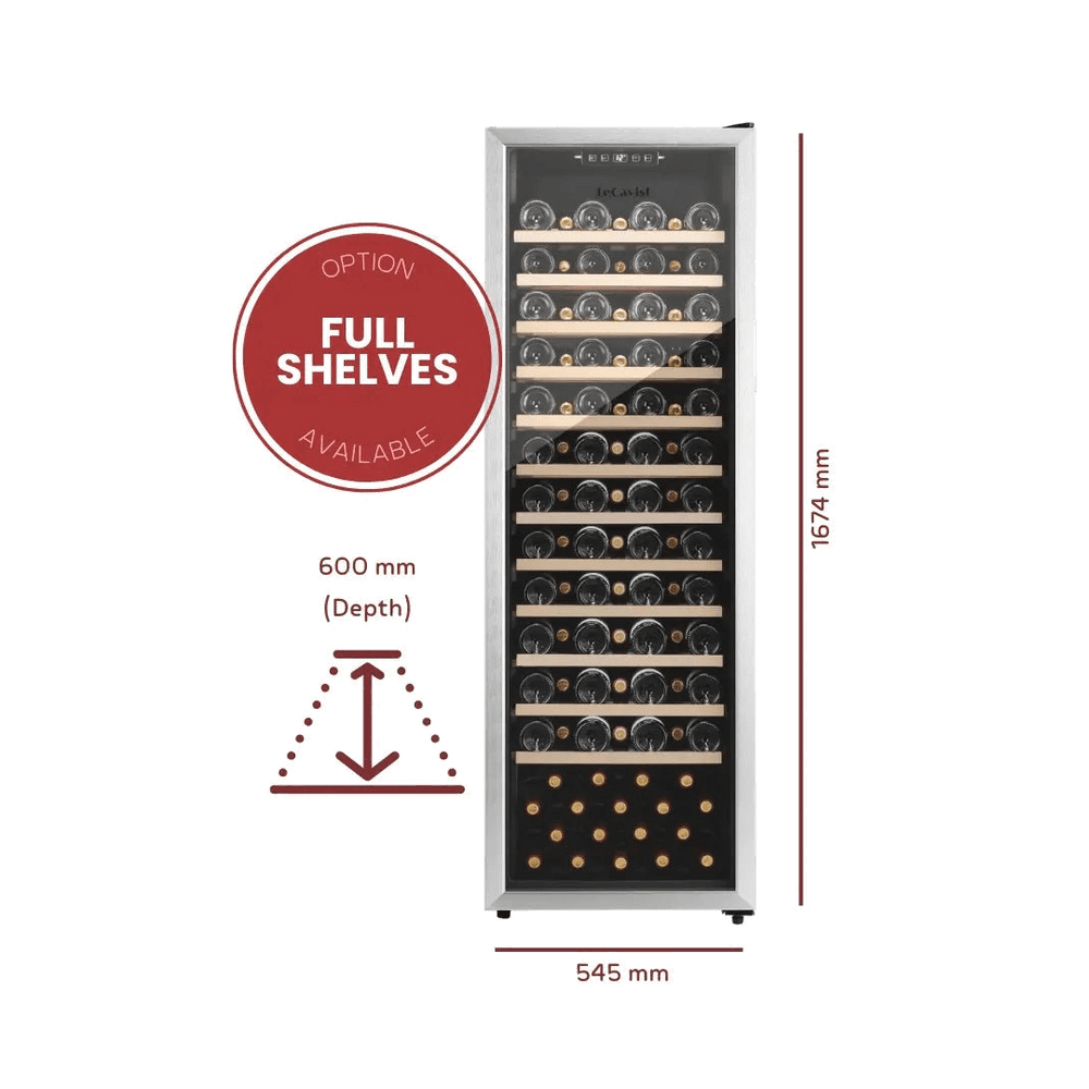 PRODUCT: LECAVIST Wine Cabinet - 168 Bottle - Single Zone - Freestanding - Stainless Steel (LEK168PVX) - Freestanding - LeCavist Wine Cabinets