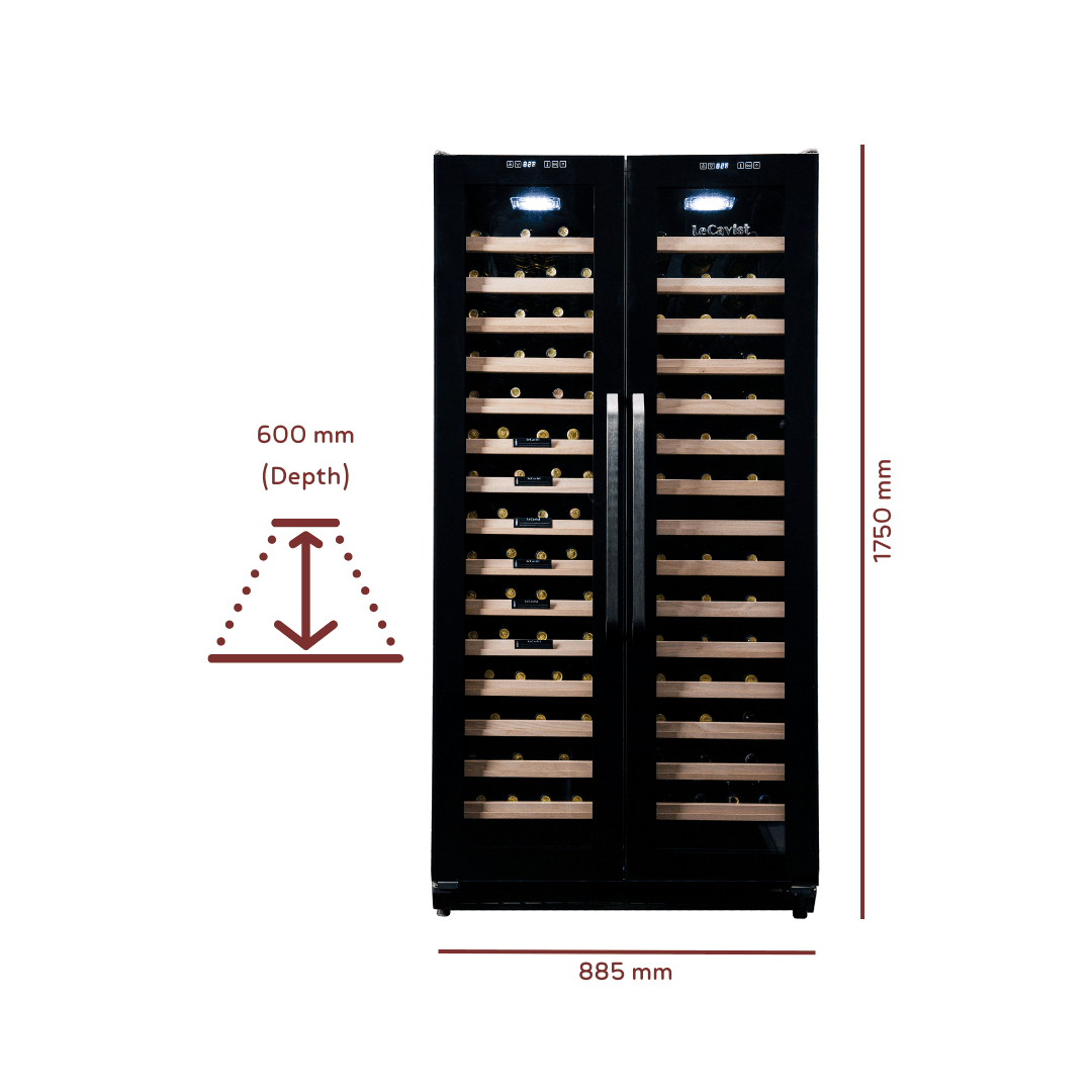 LeCavist Wine Cabinet - 188 Bottle - Dual Zone Side by Side - Built-in - Black - Flexible Beverage & Display Shelves Bundle (LCS200VN2Z2DFLTSH) - Built-In - LeCavist Wine Cabinets