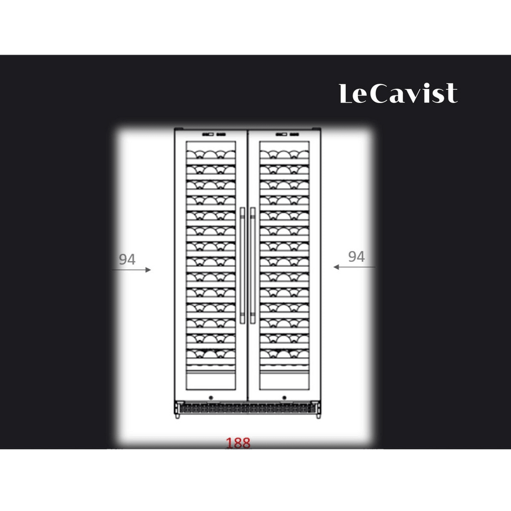 DETAILS: LECAVIST Wine Cabinet - 188 Bottle - Dual Zone Side by Side - Built-in - Black (LCS200VN2Z2D) - Built-In - LeCavist Wine Cabinets
