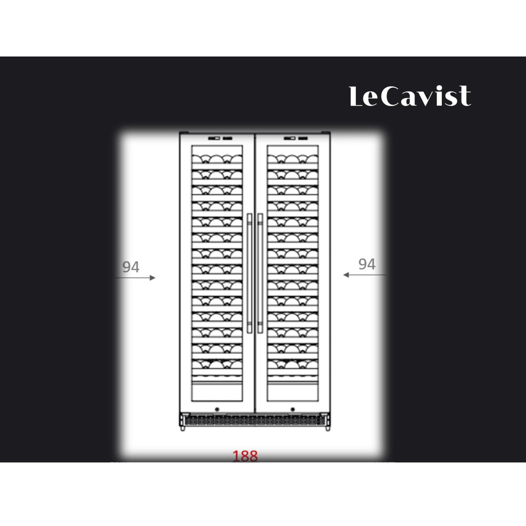 LECAVIST Wine Cabinet - 188 Bottle - Dual Zone Side by Side - Built-in - Black (LCS200VN2Z2D) - Built-In - LeCavist Wine Cabinets