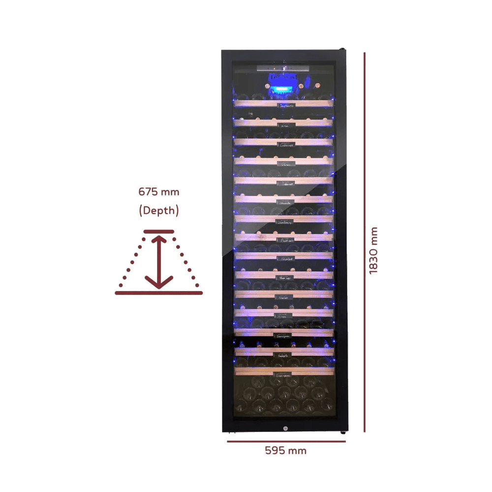 PRODUCT: LECAVIST Wine Cabinet - 189 Bottle - Single Zone - Freestanding - Black (LCS240VN1Z1DFS) PRE-ORDER - Freestanding - LeCavist Wine Cabinets