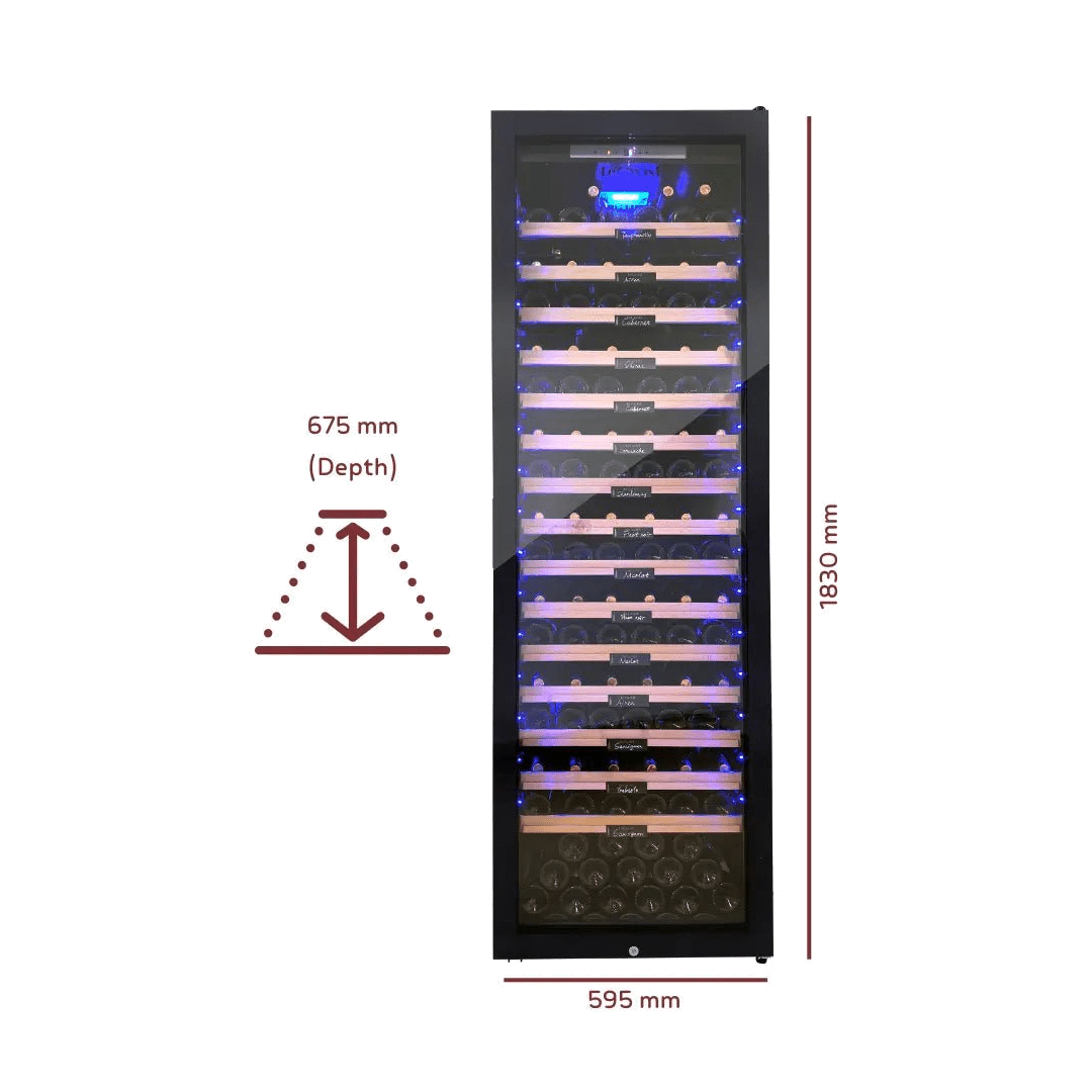 DETAILS: LECAVIST Wine Cabinet - 189 Bottle - Single Zone - Freestanding - Black (LCS240VN1Z1DFS) PRE-ORDER - Freestanding - LeCavist Wine Cabinets