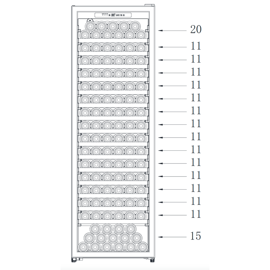 DETAILS: LECAVIST Wine Cabinet - 189 Bottle - Single Zone - Freestanding - Black (LCS240VN1Z1DFS) PRE-ORDER - Freestanding - LeCavist Wine Cabinets