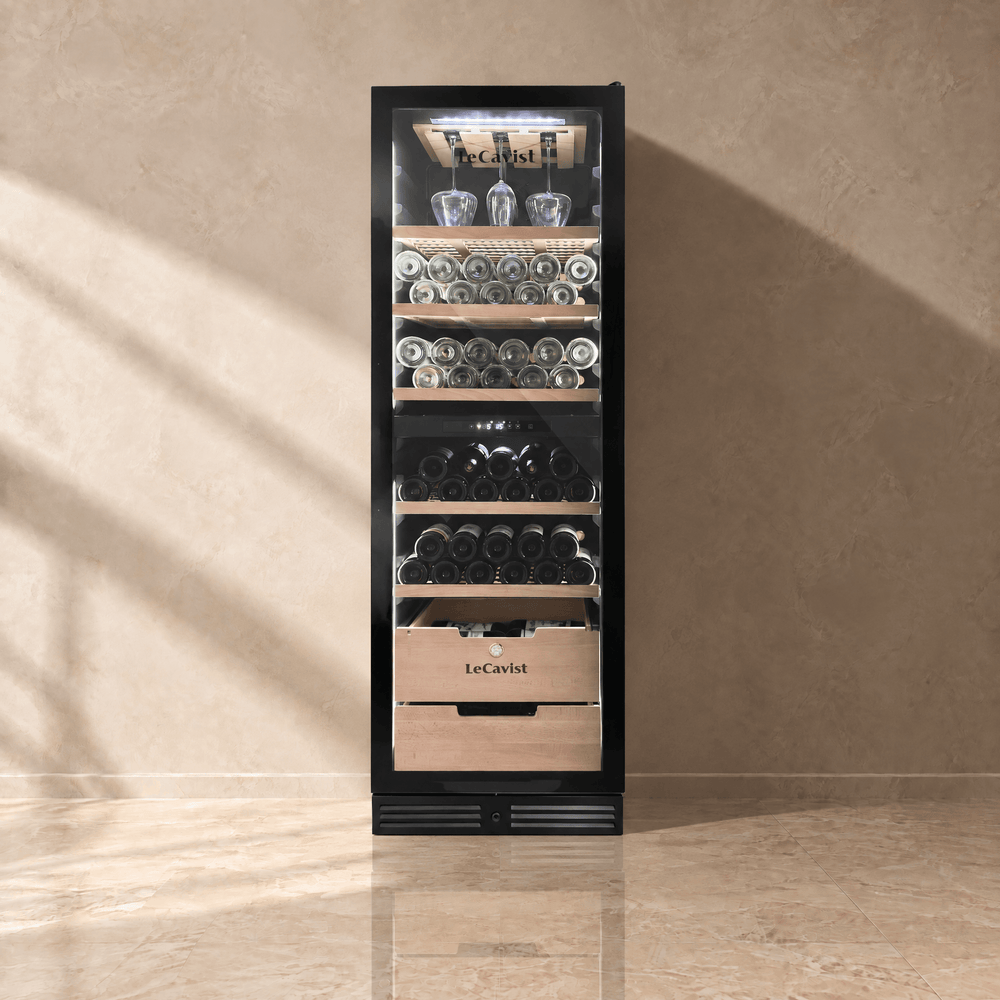 LECAVIST Wine Cabinet - 209 Bottle - Dual Zone - Built-In - Black (LCS210VN2ZBI) - Built-In - LeCavist Wine Cabinets