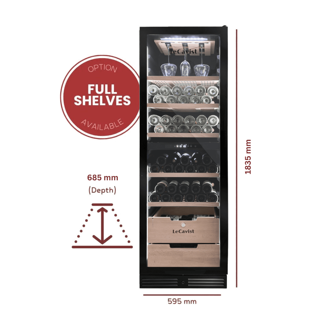 DETAILS: LECAVIST Wine Cabinet - 209 Bottle - Dual Zone - Built-In - Black (LCS210VN2ZBI) PRE-ORDER - Built-In - LeCavist Wine Cabinets