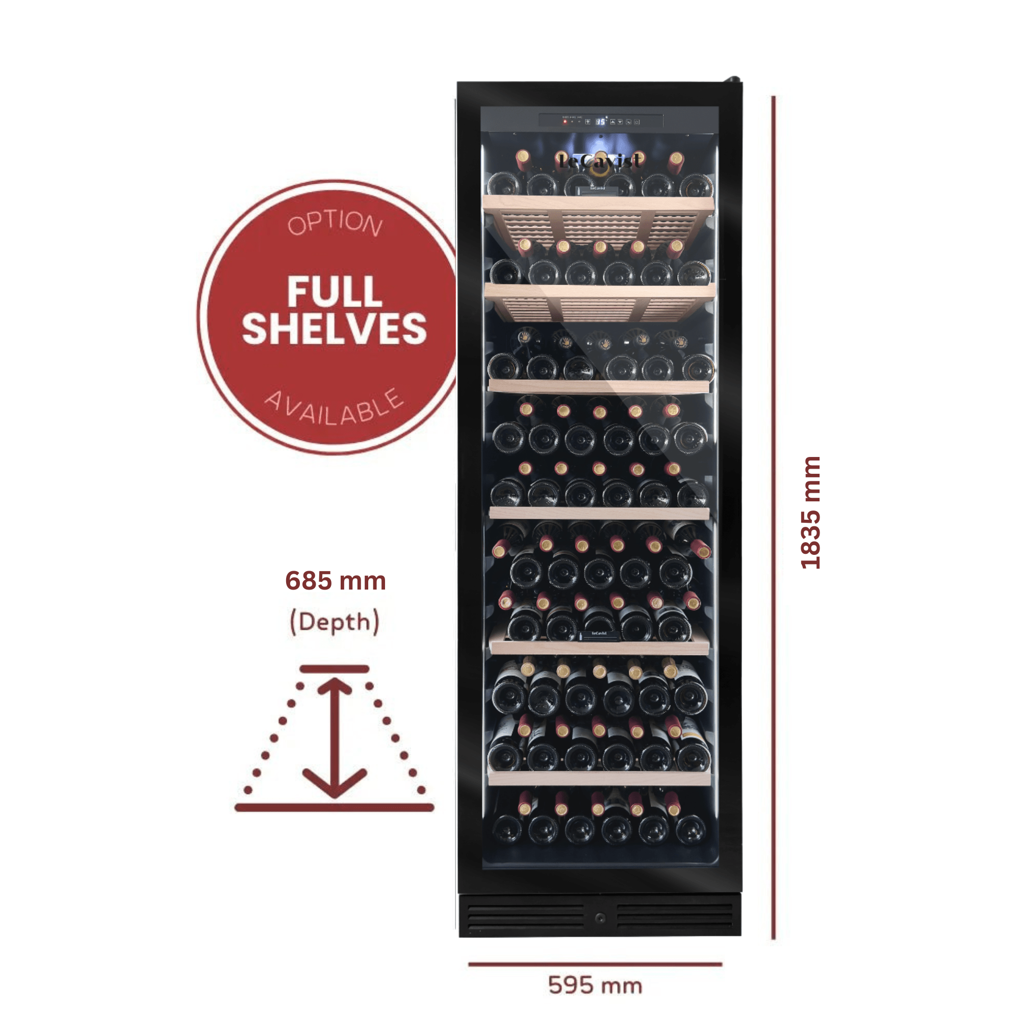 LECAVIST Wine Cabinet - 209 Bottle - Single Zone - Built - In - Black (LCS220VN1ZBI) PRE - ORDER - Built - In - LeCavist Wine Cabinets