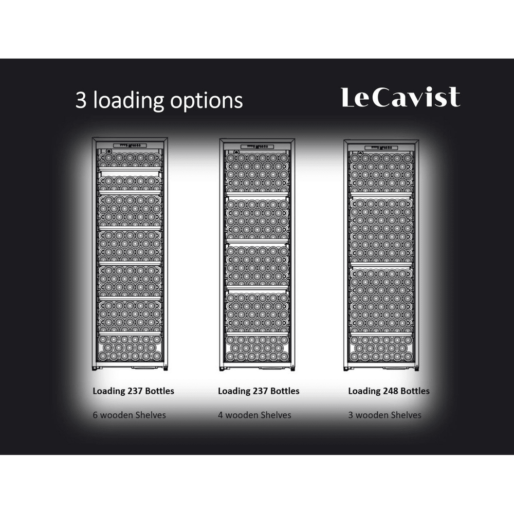 DETAILS: LECAVIST Wine Cabinet - 248 Bottle - Single Zone - Freestanding - Black (LCS240VN1Z1D) PRE-ORDER - Freestanding - LeCavist Wine Cabinets