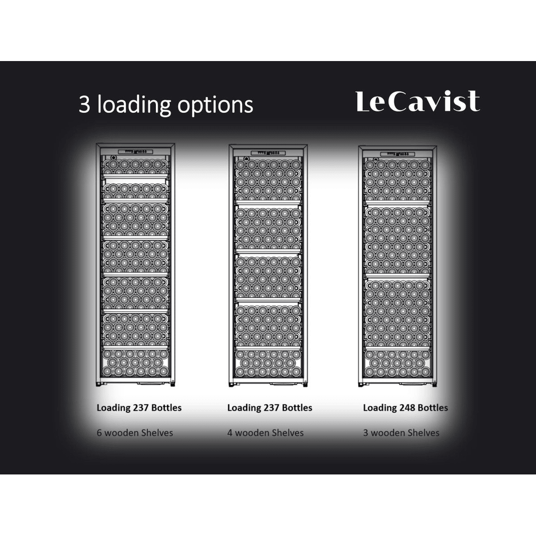 LECAVIST Wine Cabinet - 248 Bottle - Single Zone - Freestanding - Black (LCS240VN1Z1D) PRE-ORDER - Freestanding - LeCavist Wine Cabinets
