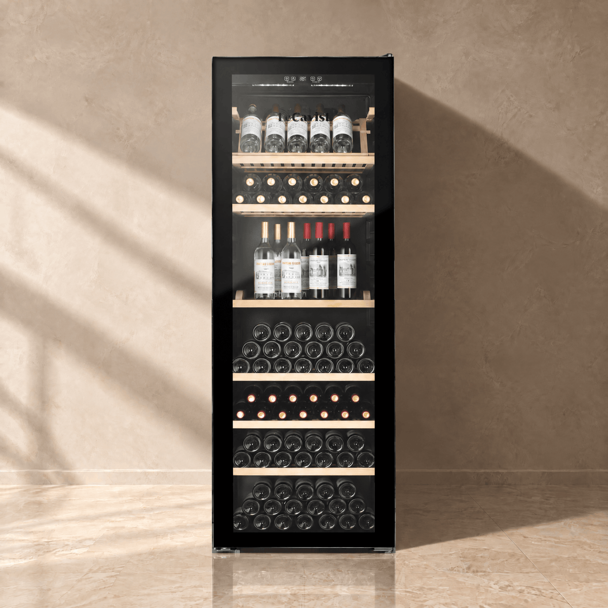 LECAVIST Wine Cabinet - 294 Bottle - Single Zone - Freestanding - Black (LJ294VN) - Freestanding - LeCavist Wine Cabinets
