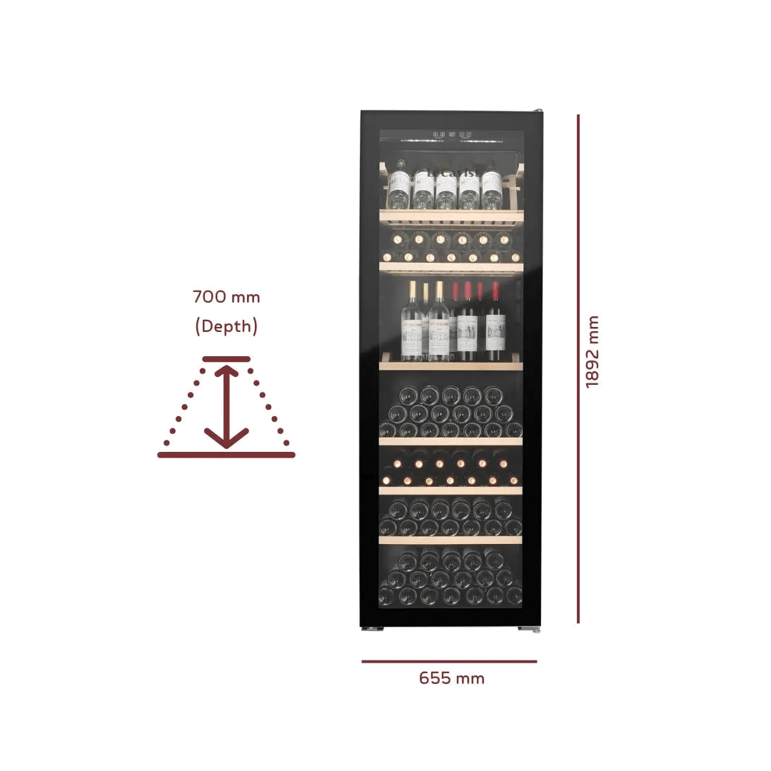 DETAILS: LECAVIST Wine Cabinet - 294 Bottle - Single Zone - Freestanding - Black (LJ294VN) PRE-ORDER - Freestanding - LeCavist Wine Cabinets