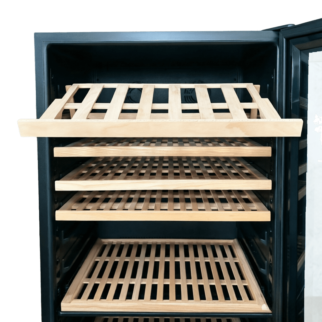 INSIDE: LECAVIST Wine Cabinet - 303 Bottle - Dual Zone - Built-in - Black (LCS300VN2Z1D) - Built-In - LeCavist Wine Cabinets