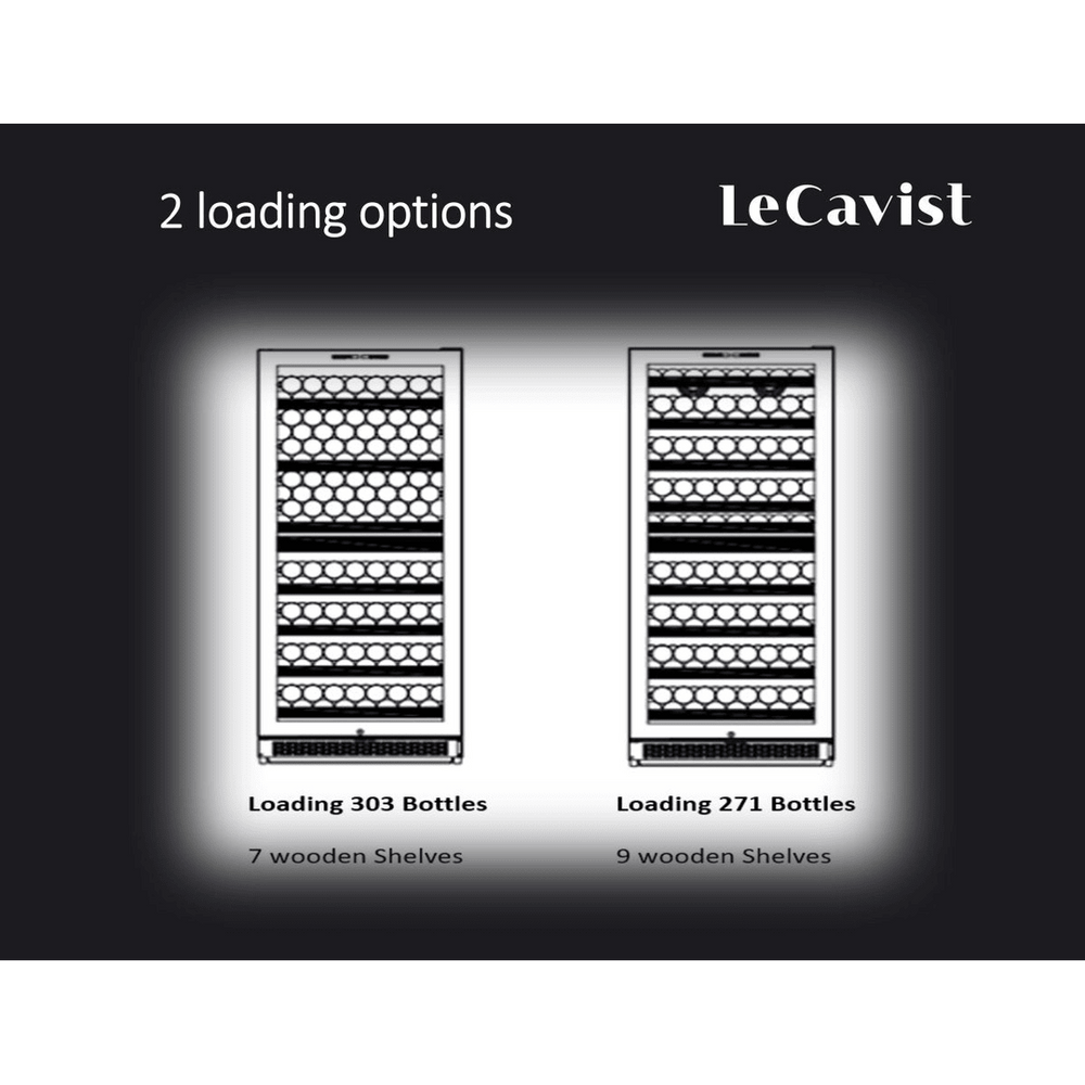 DETAILS: LECAVIST Wine Cabinet - 303 Bottle - Dual Zone - Built-in - Black (LCS300VN2Z1D) - Built-In - LeCavist Wine Cabinets