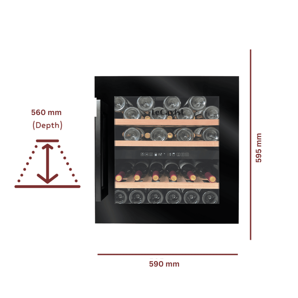 PRODUCT: LECAVIST Wine Cabinet - 36 Bottle - Dual Zone - Built-In - Black (LCS36VN2ZBI) PRE-ORDER - Built-In - LeCavist Wine Cabinets