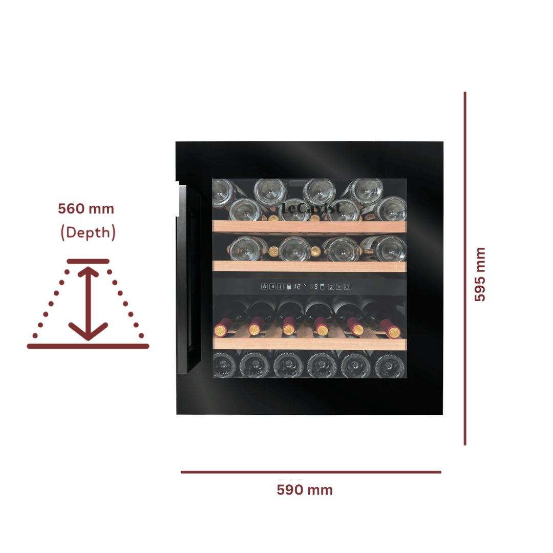DETAILS: LECAVIST Wine Cabinet - 36 Bottle - Dual Zone - Built-In - Black (LCS36VN2ZBI) PRE-ORDER - Built-In - LeCavist Wine Cabinets