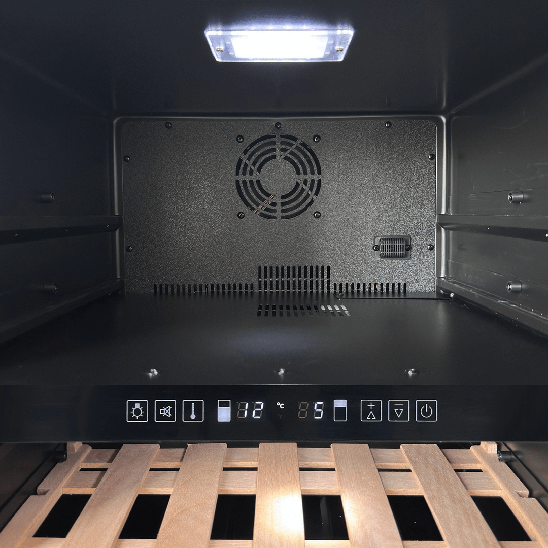 INSIDE: LECAVIST Wine Cabinet - 36 Bottle - Dual Zone - Built-In - Black (LCS36VN2ZBI) PRE-ORDER - Built-In - LeCavist Wine Cabinets
