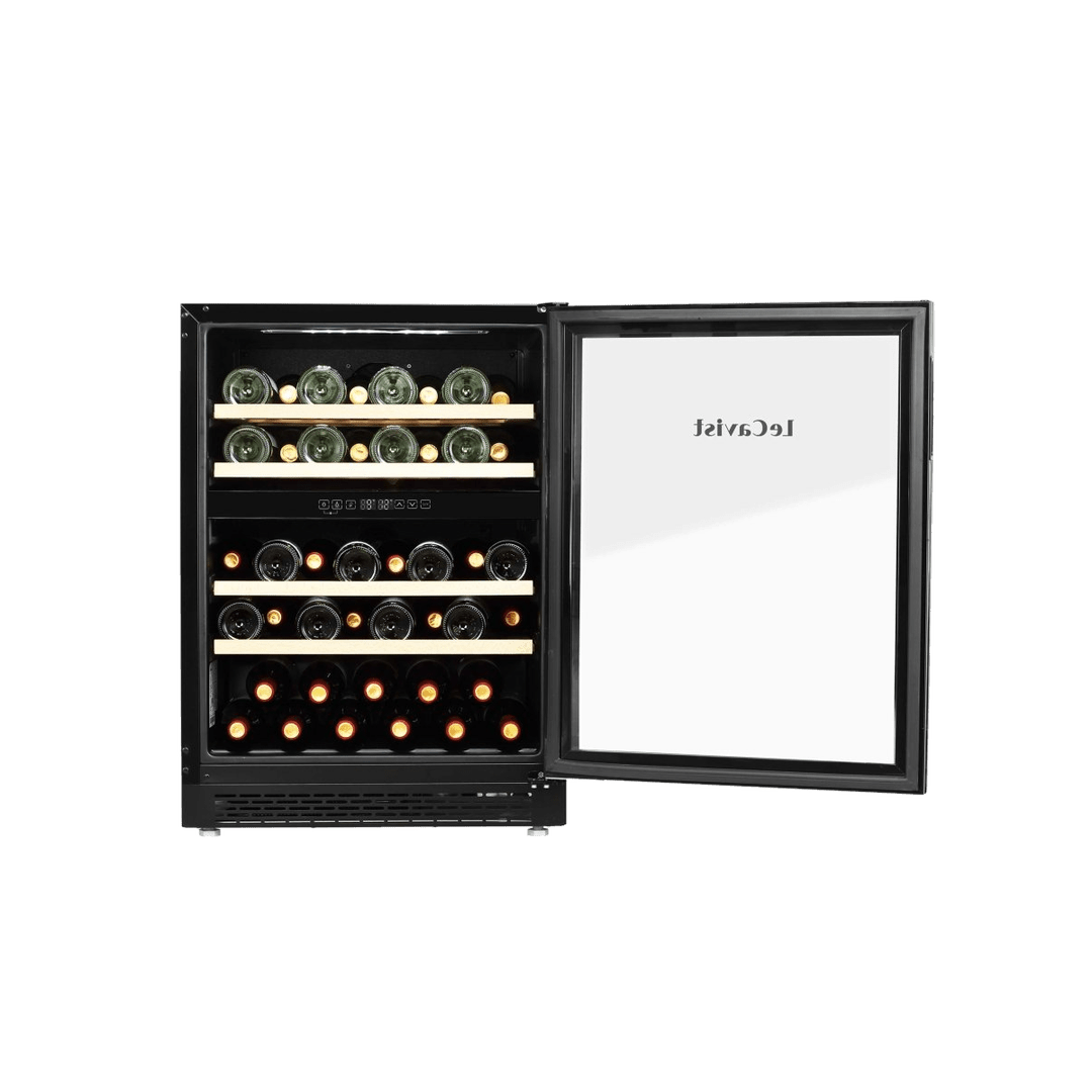 LECAVIST Wine Cabinet - 44 Bottle - Dual Zone - Built-in - Black (LJ44VN2ZBU) - Built-In - LeCavist Wine Cabinets