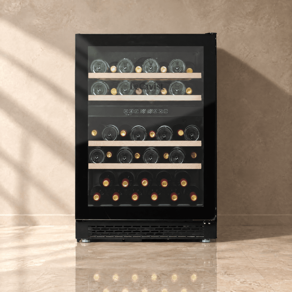 LECAVIST Wine Cabinet - 44 Bottle - Dual Zone - Built-in - Black (LJ44VN2ZBU) - Built-In - LeCavist Wine Cabinets