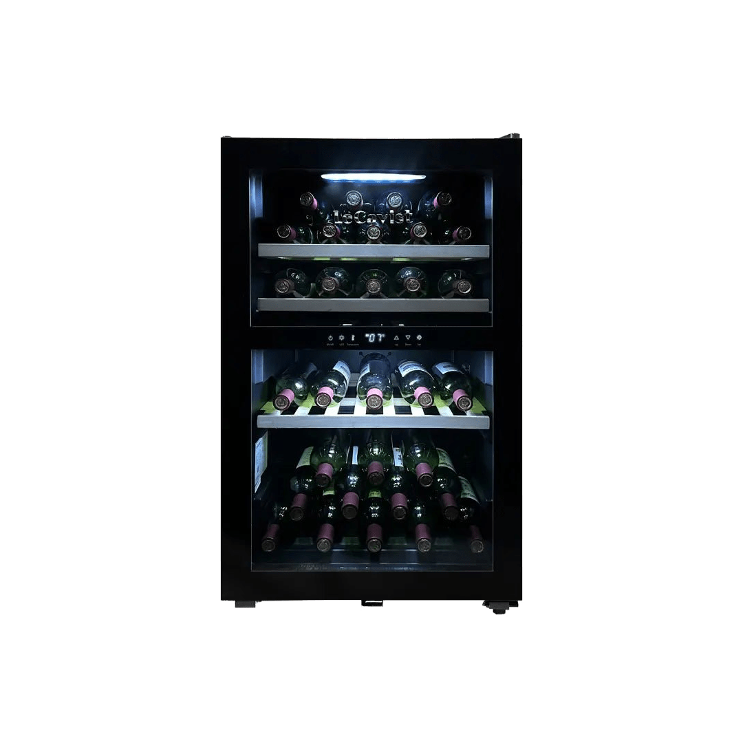 LECAVIST Wine Cabinet - 56 Bottle - Dual Zone - Freestanding - Black (LKS56VN2Z) - Freestanding - LeCavist Wine Cabinets