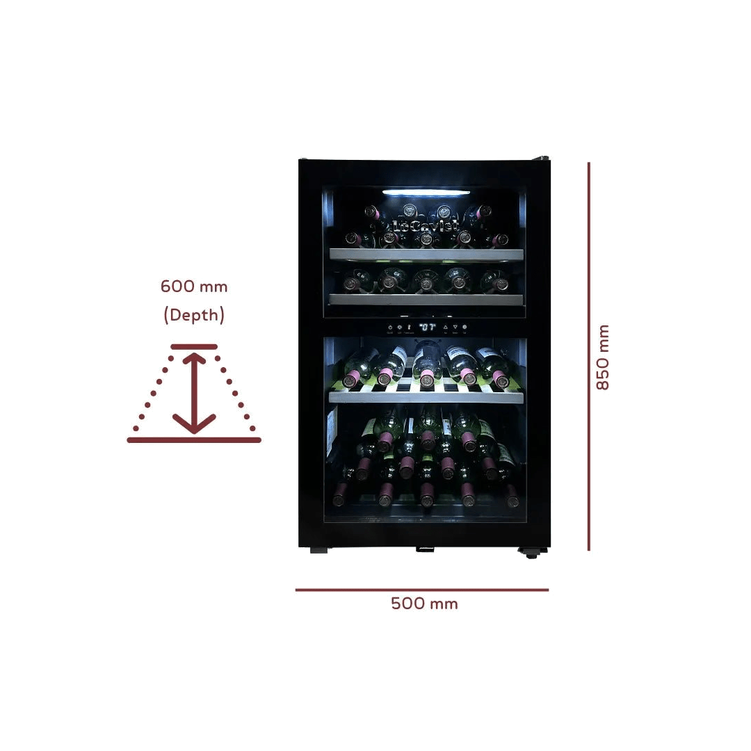 LECAVIST Wine Cabinet - 56 Bottle - Dual Zone - Freestanding - Black (LKS56VN2Z) - Freestanding - LeCavist Wine Cabinets