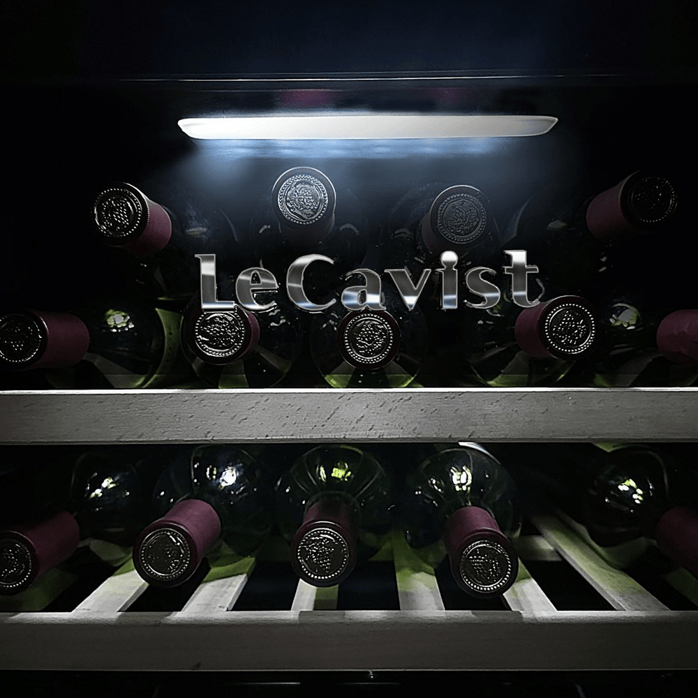 INSIDE: LECAVIST Wine Cabinet - 56 Bottle - Dual Zone - Freestanding - Black (LKS56VN2Z) - Freestanding - LeCavist Wine Cabinets
