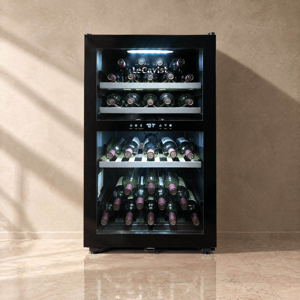 LECAVIST Wine Cabinet - 56 Bottle - Dual Zone - Freestanding - Black (LKS56VN2Z) - Freestanding - LeCavist Wine Cabinets
