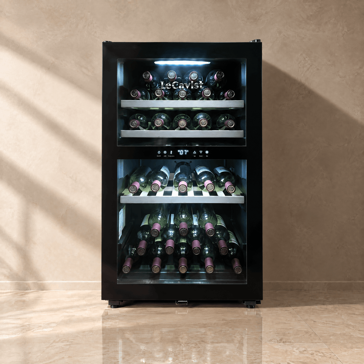 LECAVIST Wine Cabinet - 56 Bottle - Dual Zone - Freestanding - Black (LKS56VN2Z) - Freestanding - LeCavist Wine Cabinets
