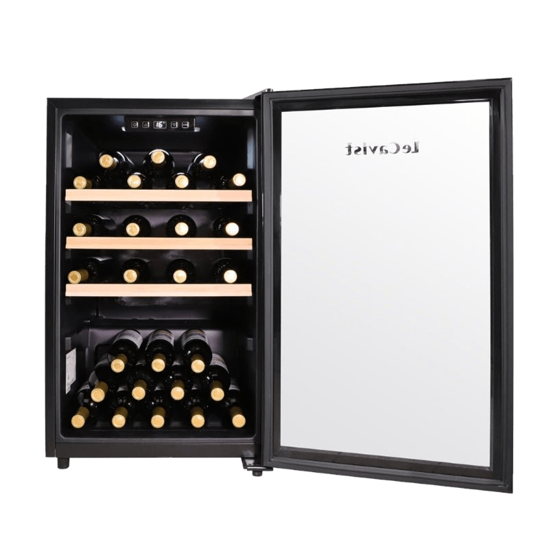 LECAVIST Wine Cabinet - 63 Bottle - Single Zone - Freestanding - Black (LKCV63N) - Freestanding - LeCavist Wine Cabinets