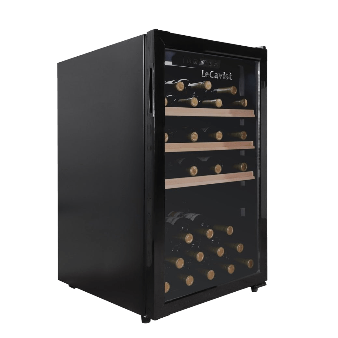 LECAVIST Wine Cabinet - 63 Bottle - Single Zone - Freestanding - Black (LKCV63N) - Freestanding - LeCavist Wine Cabinets