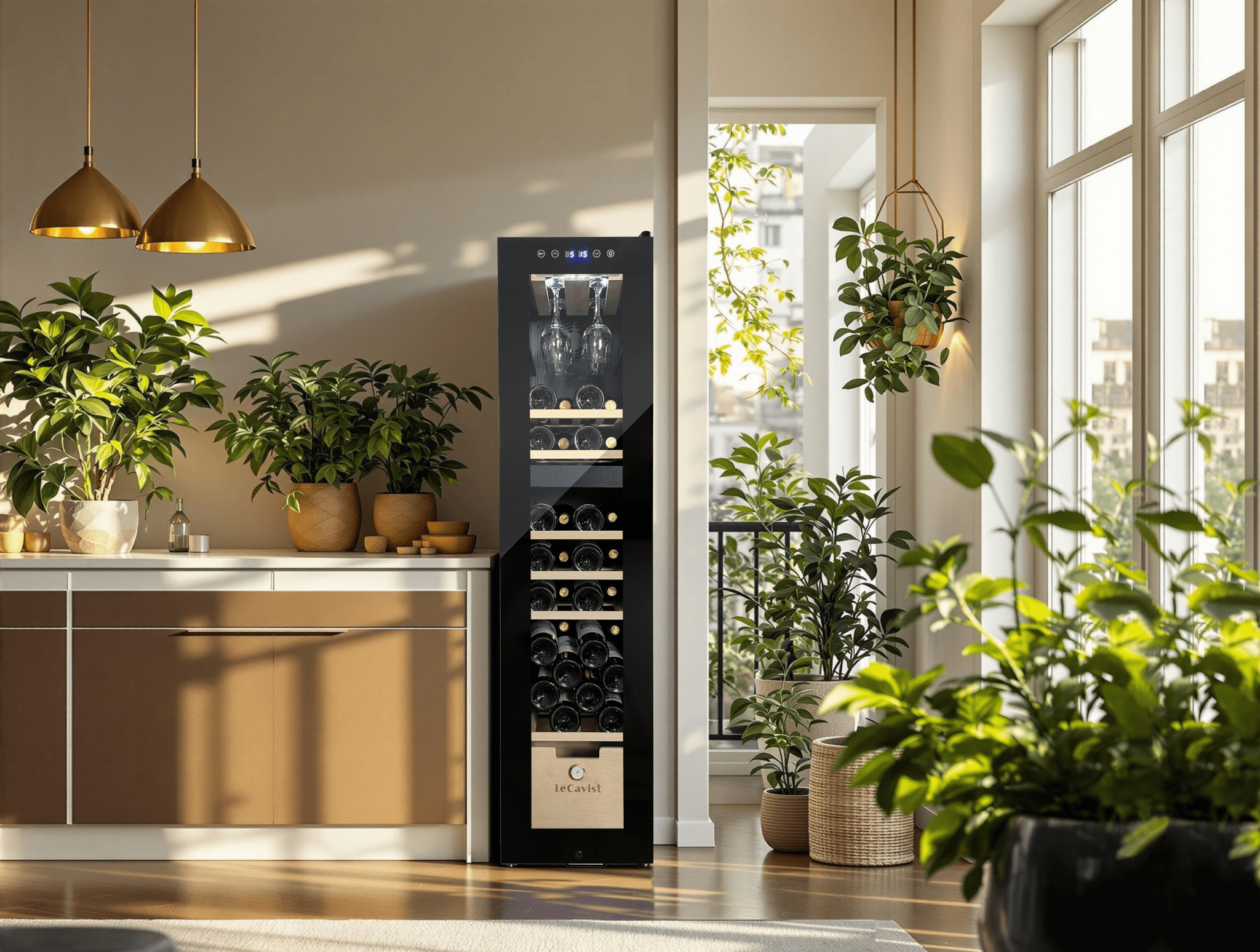 LECAVIST Wine Cabinet - 68 bottles - Dual Zone - Freestanding - Label view (LCS70VN2Z) - Freestanding - LeCavist Wine Cabinets