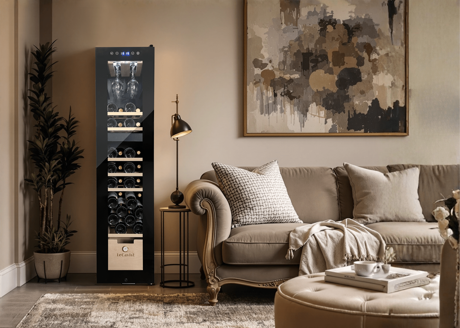 LECAVIST Wine Cabinet - 68 bottles - Dual Zone - Freestanding - Label view (LCS70VN2Z) - Freestanding - LeCavist Wine Cabinets