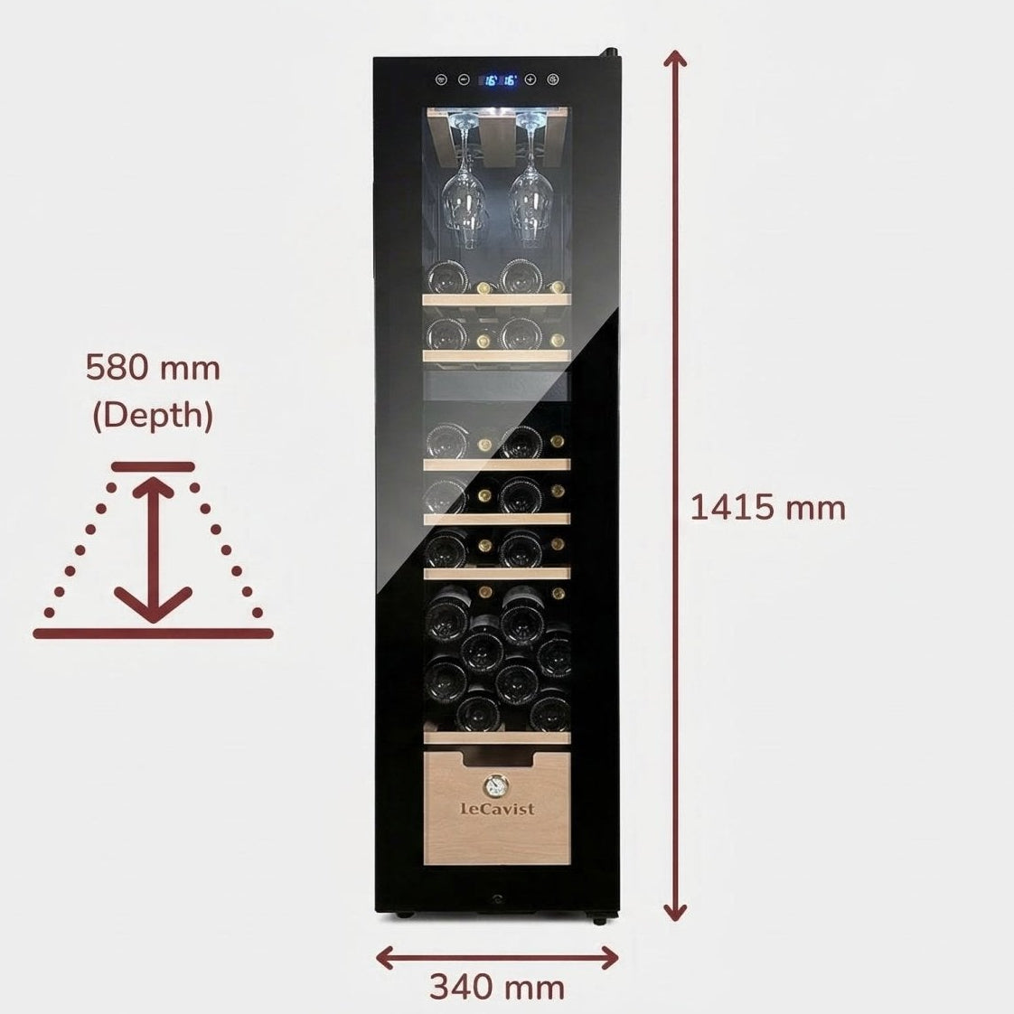 LECAVIST Wine Cabinet - 68 bottles - Dual Zone - Freestanding ( LCS70VN2Z ) - Freestanding - LeCavist Wine Cabinets