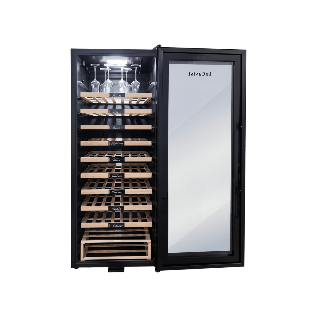 PRODUCT: LECAVIST Wine Cabinet - 76 Bottle - Single Zone - Freestanding - Black (LCS100VNFS) PRE-ORDER - Freestanding - LeCavist Wine Cabinets