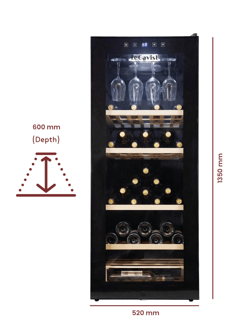 LECAVIST Wine Cabinet - 76 Bottle - Single Zone - Freestanding - Black (LCS100VNFS) PRE - ORDER - Freestanding - LeCavist Wine Cabinets