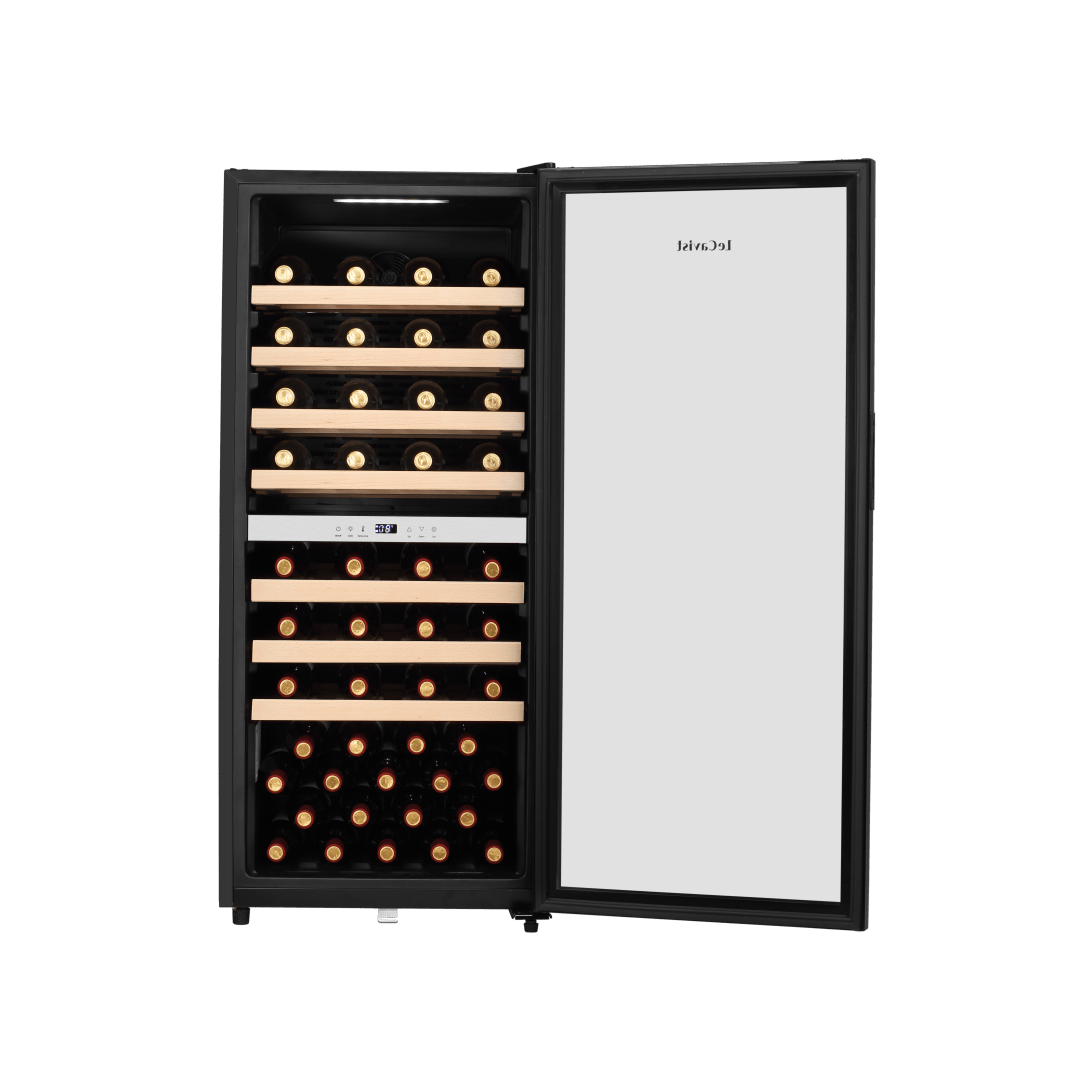 LECAVIST Wine Cabinet - 77 Bottle - Dual Zone - Freestanding - Black (LEK1052ZPVFS) - Freestanding - Lecavist Wine Cabinets