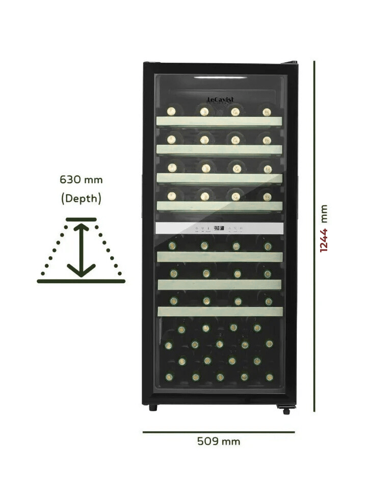 LECAVIST Wine Cabinet - 77 Bottle - Dual Zone - Freestanding - Black (LEK1052ZPVFS) - Freestanding - Lecavist Wine Cabinets