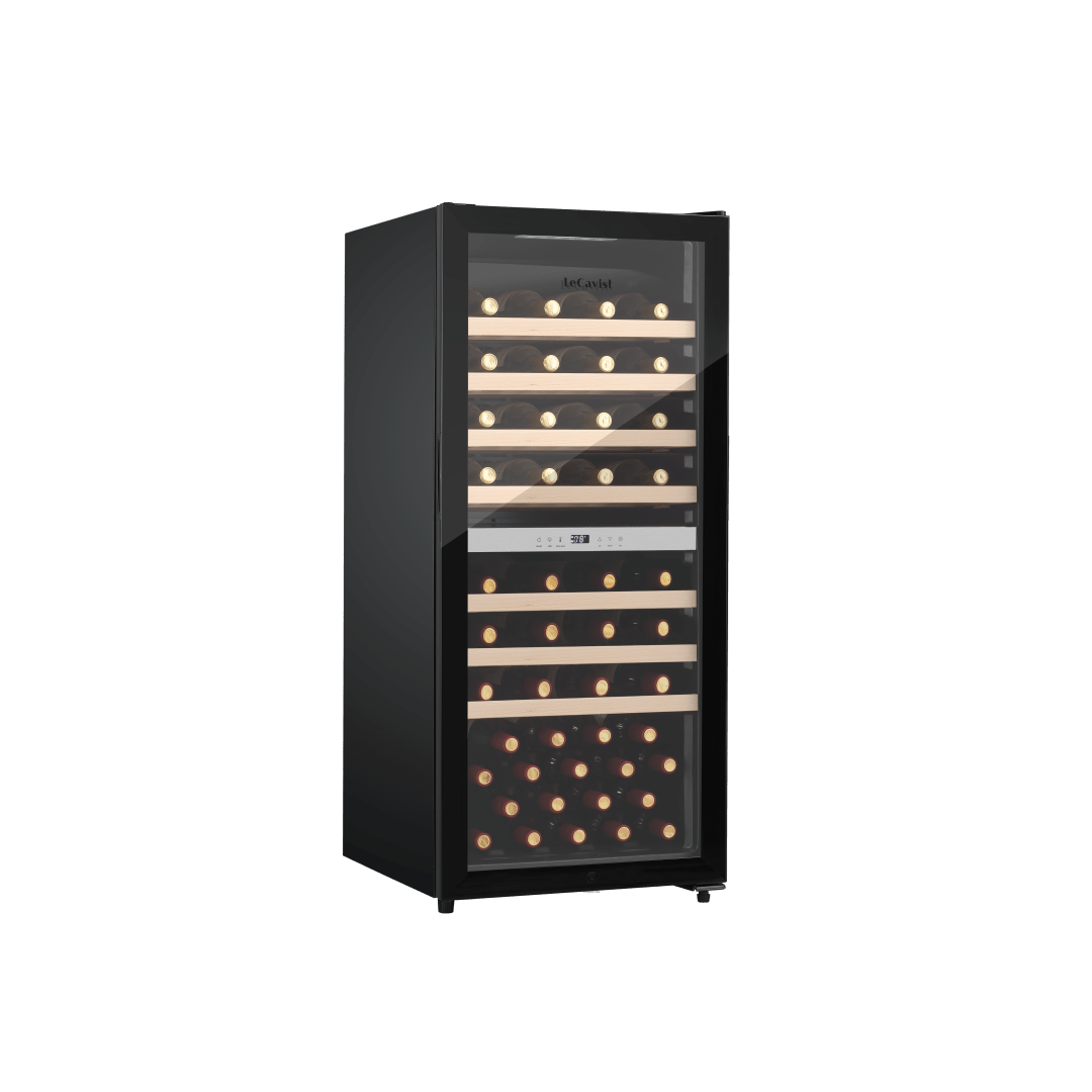 LECAVIST Wine Cabinet - 77 Bottle - Dual Zone - Freestanding - Black (LEK1052ZPVFS) - Freestanding - Lecavist Wine Cabinets